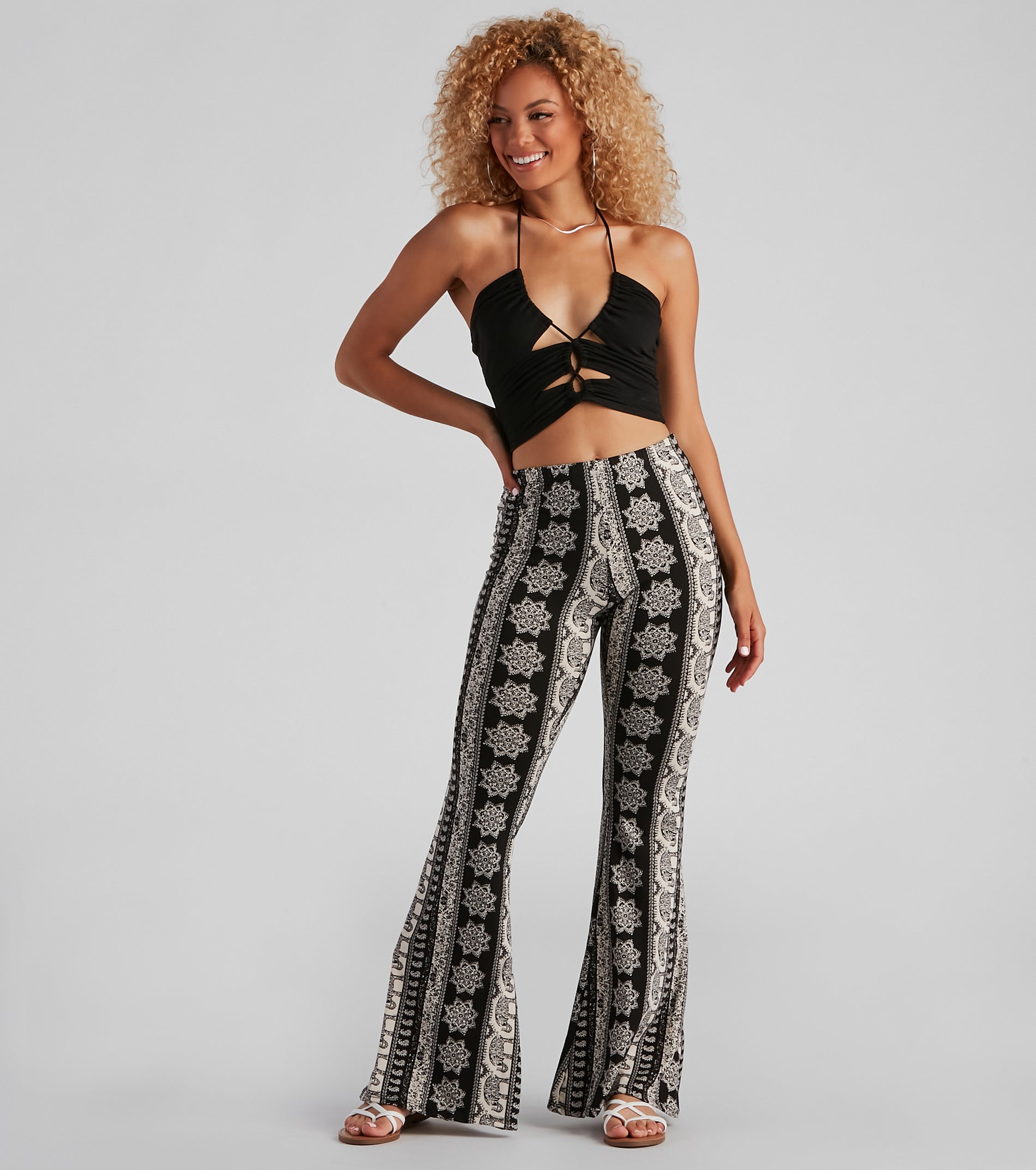 Elephant Print Bohemian Flare Pants