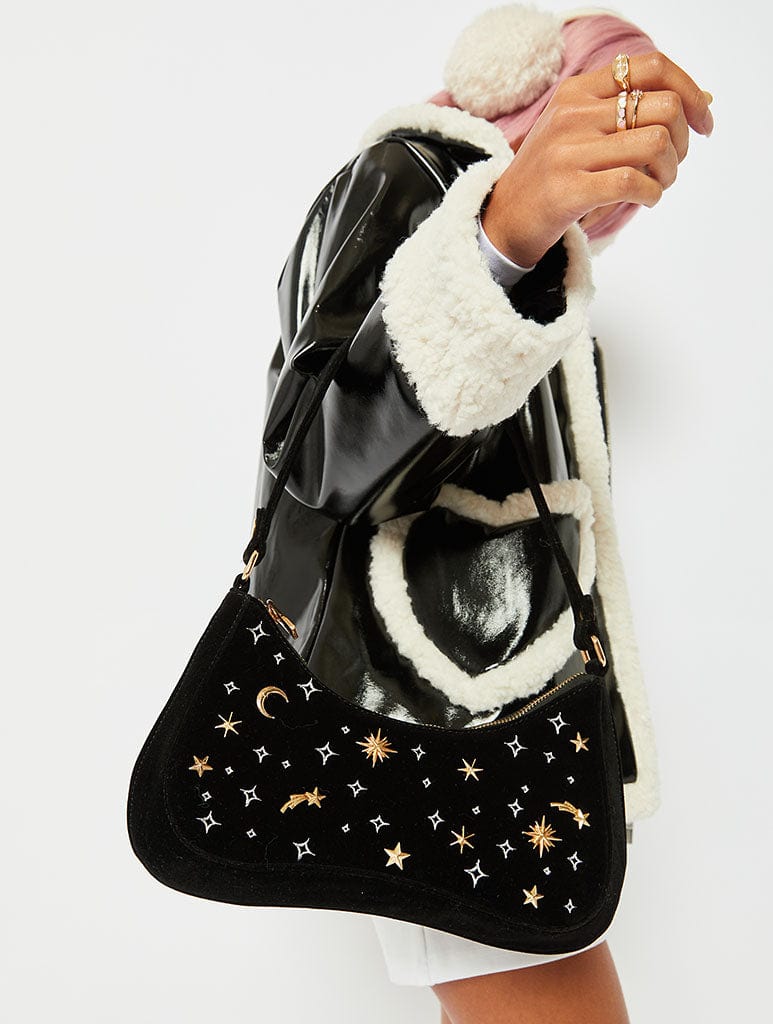 Starry Night Velvet Shoulder Bag