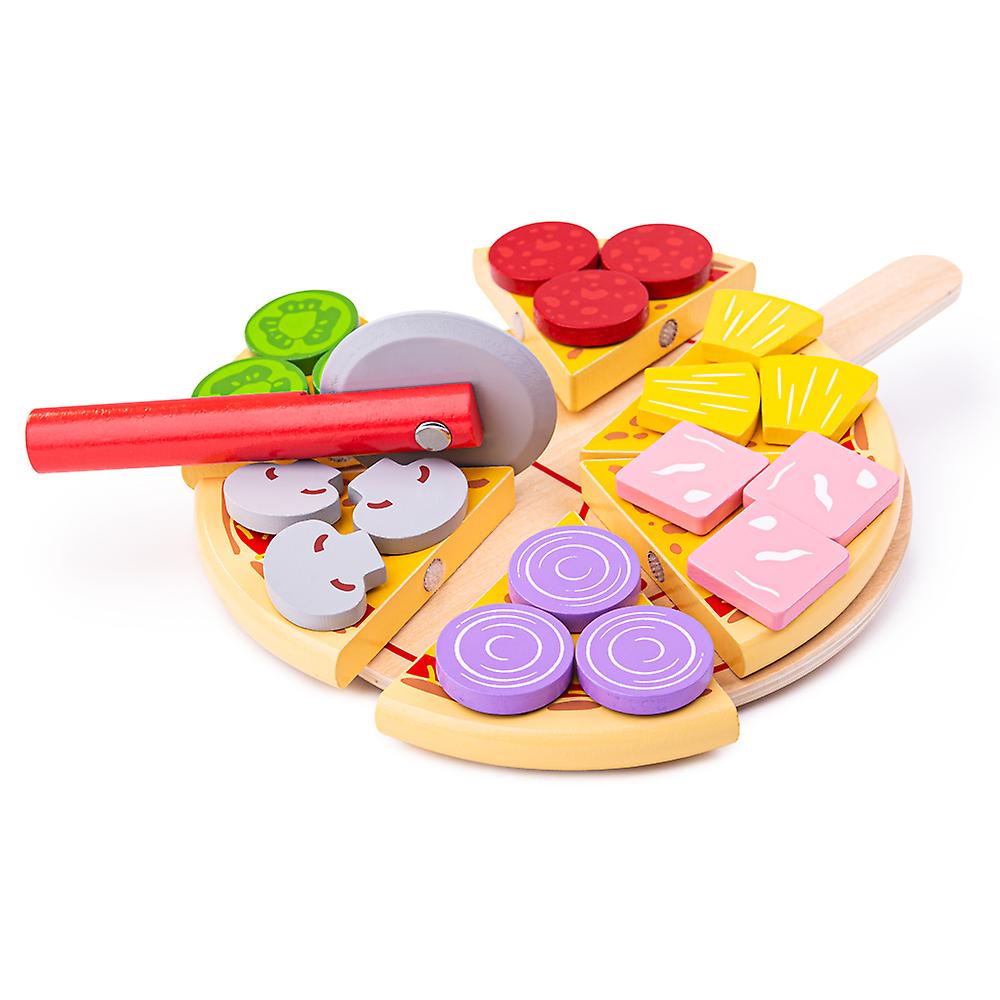 Bigjigs Toys Wooden Play Food Cutting Pizza Pretend Role Play Kitchen