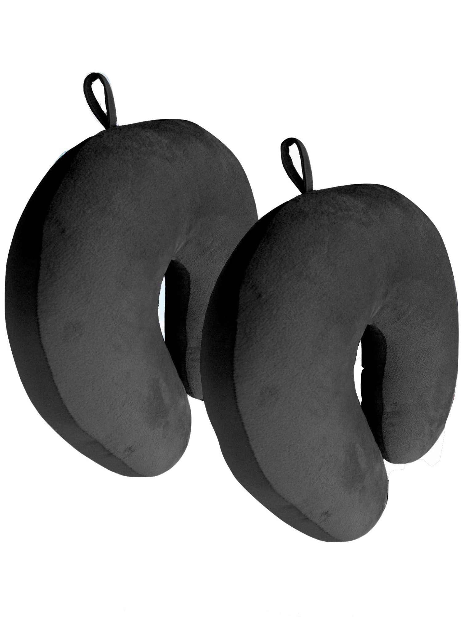 Bookishbunny 2 Pack Ultralight Micro Beads U Shaped Neck Pillow Travel Head Cervical Support Cushion Black
