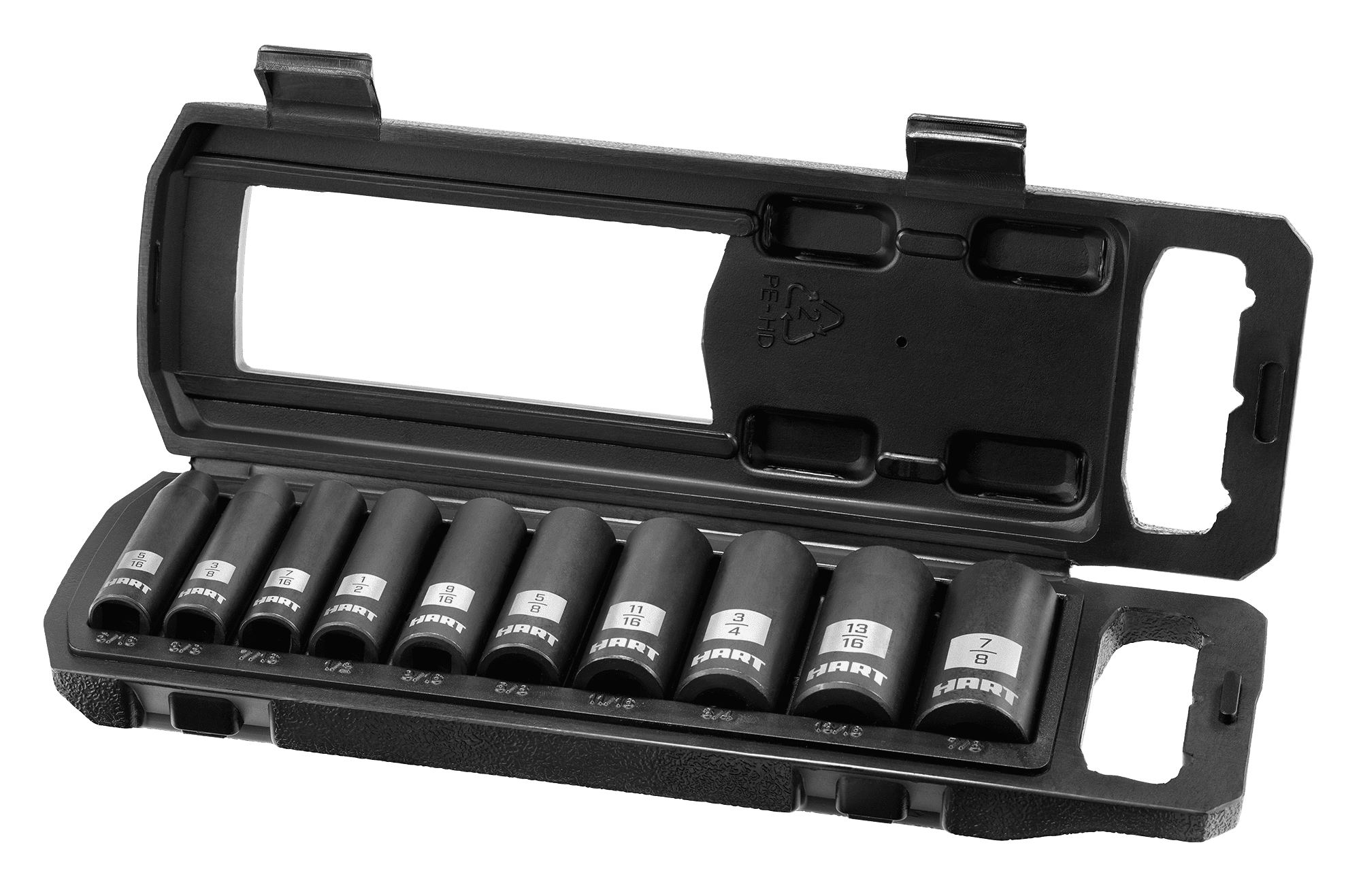 HART 10-Piece 3/8-inch Drive SAE Impact Socket Set， Chrome Vanadium with Storage Case