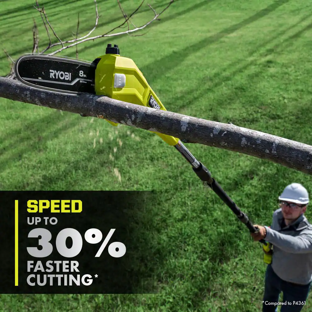 RYOBI P2520-PS ONE+ HP 18V Cordless 10 in. Chainsaw and Whisper Series 8 in. Pole Saw with 4.0 Ah Battery and Charger