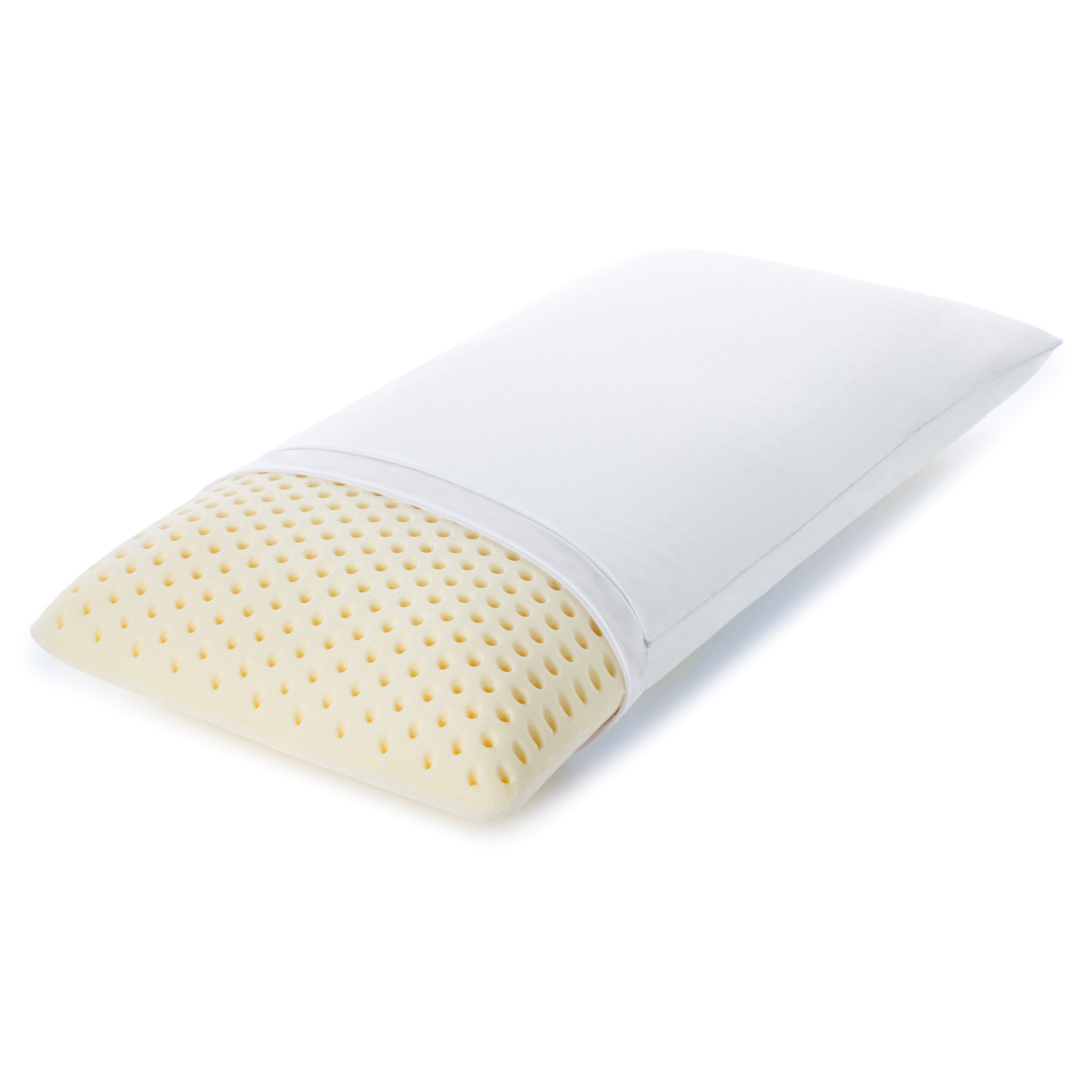 Latex Bed Pillow - Talalay Low Profile - Durable, Contouring, Soft 100% Natural Latex with Soothing Properties. Relieve Pressure - Aches & Pains Melt Away, Linner and Cover, Queen
