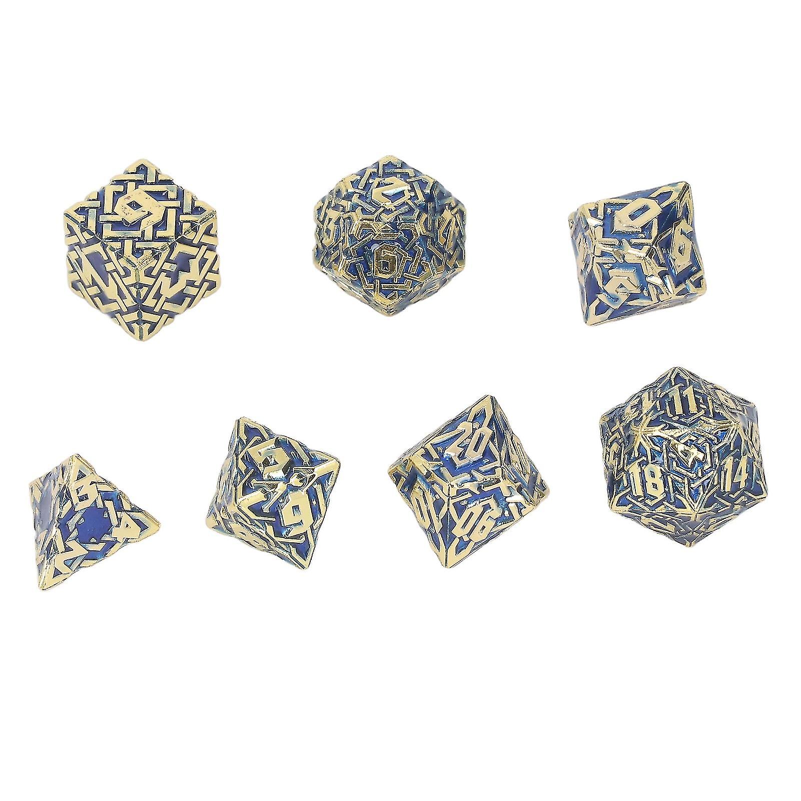 7pcs Metal Polyhedral Dice Maze Pattern Engraved nced Rolling Solid Metal Dice for Games Role Play Style 1