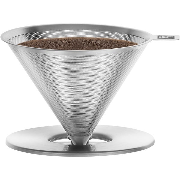 ZWILLING Sorrento Stainless Steel Pour Over Coffee Dripper with Double-Wall Glass Coffee Mug - Silver - 2-pc