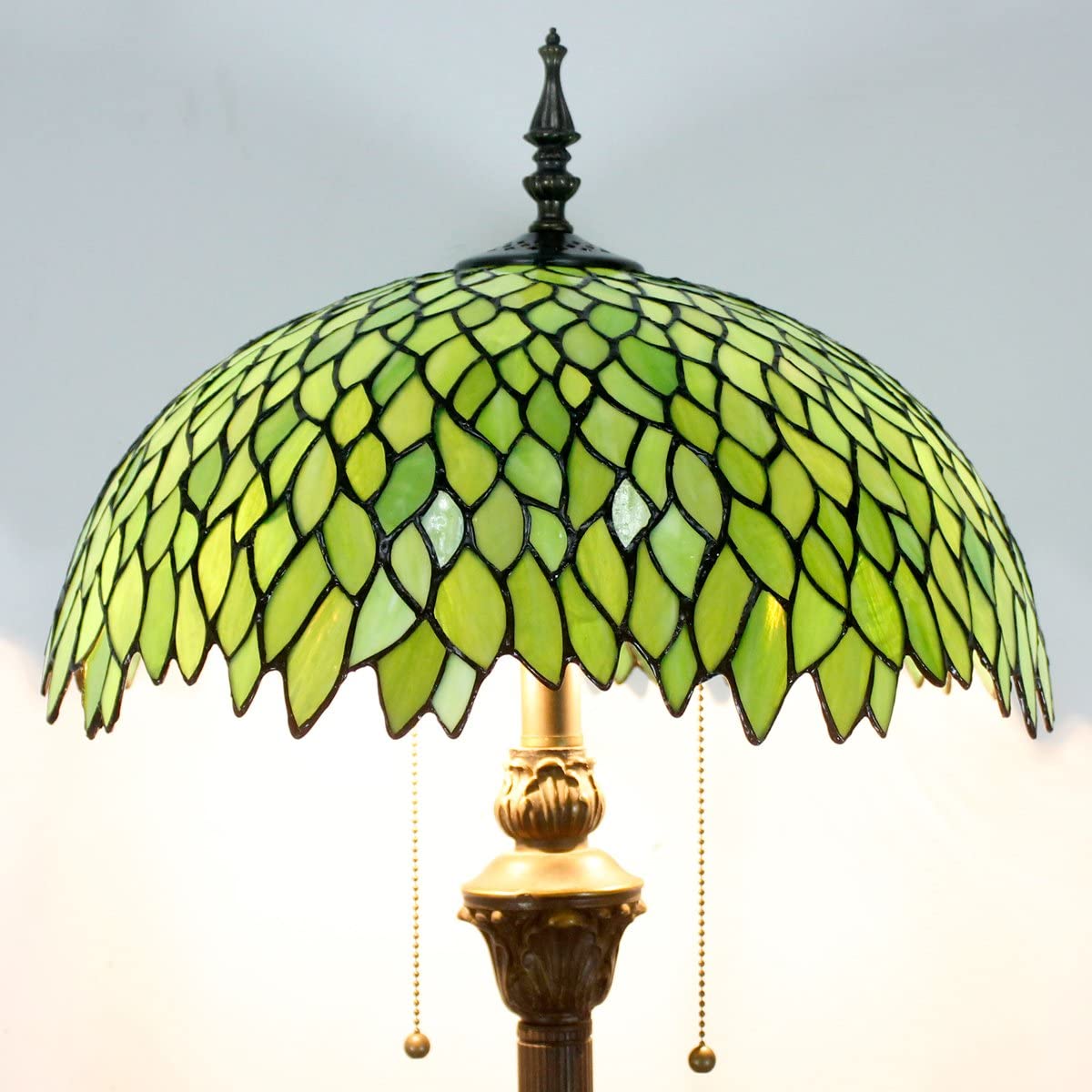  Floor Lamp Green Wisteria Stained Glass Standing Reading Light 16X16X64 Inches Antique Style Pole Corner Lamp Decor Bedroom Living Room Home Office S523 Series