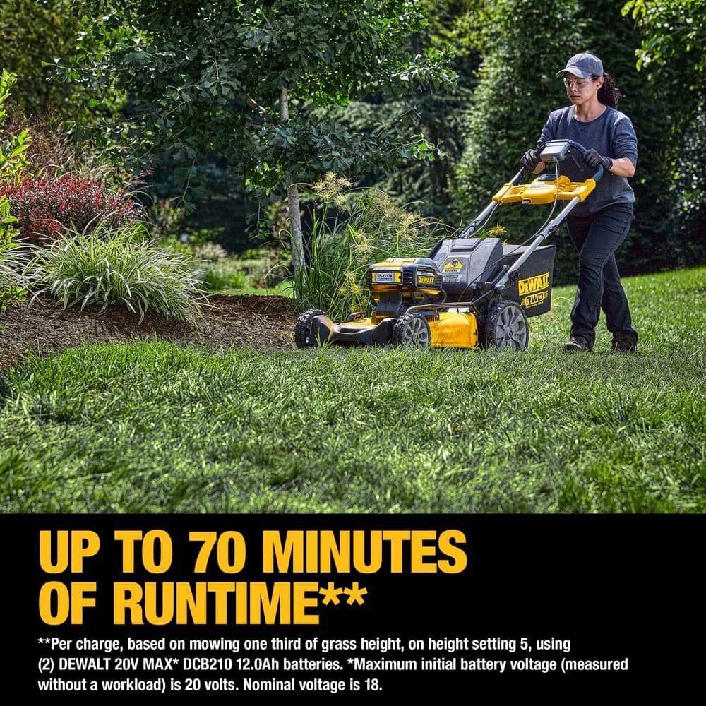 DEWALT 20V MAX 21 in. Battery Powered Self Propelled Lawn Mower with (2) FLEXVOLT 12Ah Batteries & Charger DCMWSP255Y2