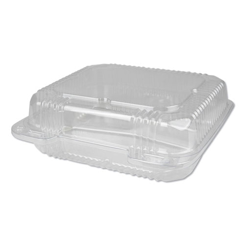 Durable Packaging Plastic Clear Hinged Containers | 8 x 8， 3-Compartment， 5 oz; 5 oz; 15 oz， Clear， 250