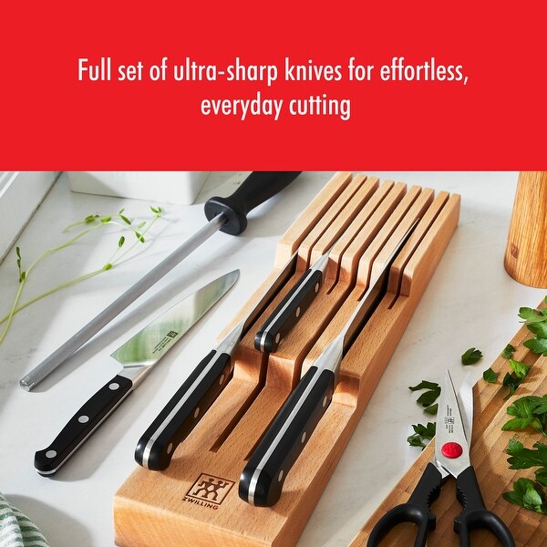 ZWILLING Pro 7-pc Knife Block Set with In-Drawer Knife Tray - Natural