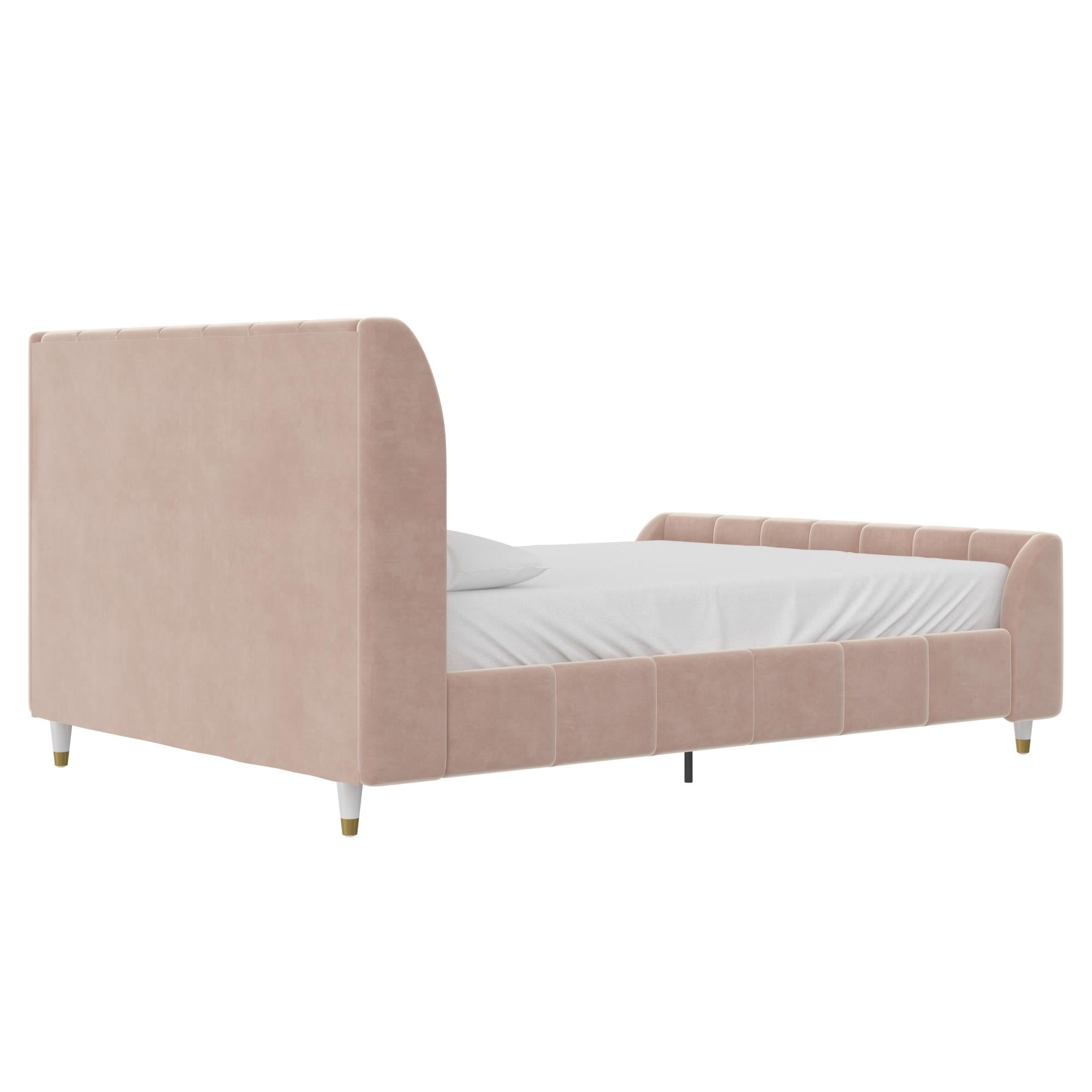 Little Seeds Valentina Kids' Full Upholstered Bed, Pink Velvet