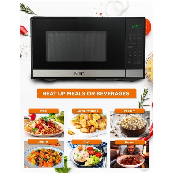 0.9 Cu.Ft Countertop Microwave Oven-Stainless/Black