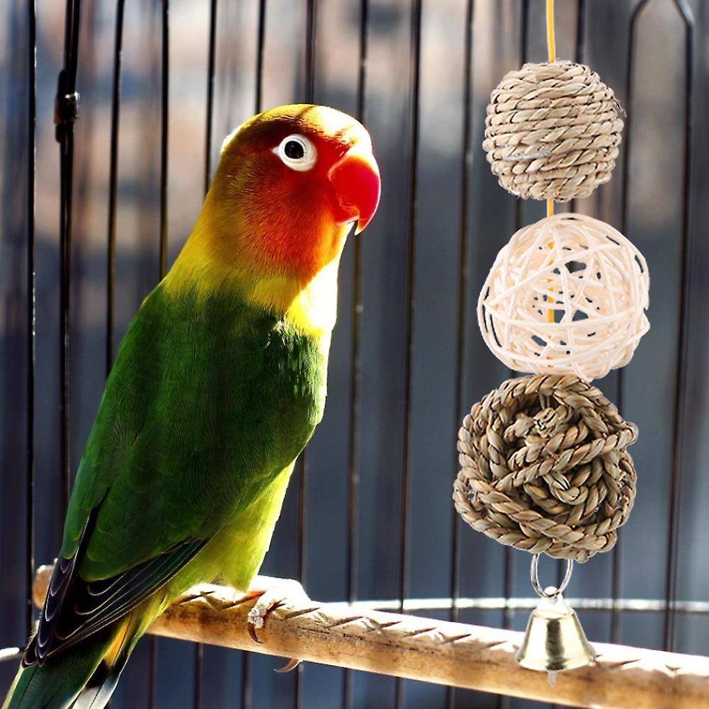 Bird Parrot Chewing Toy Natural Rattan Ball Cages Toy For Small Birds Pet Supplies