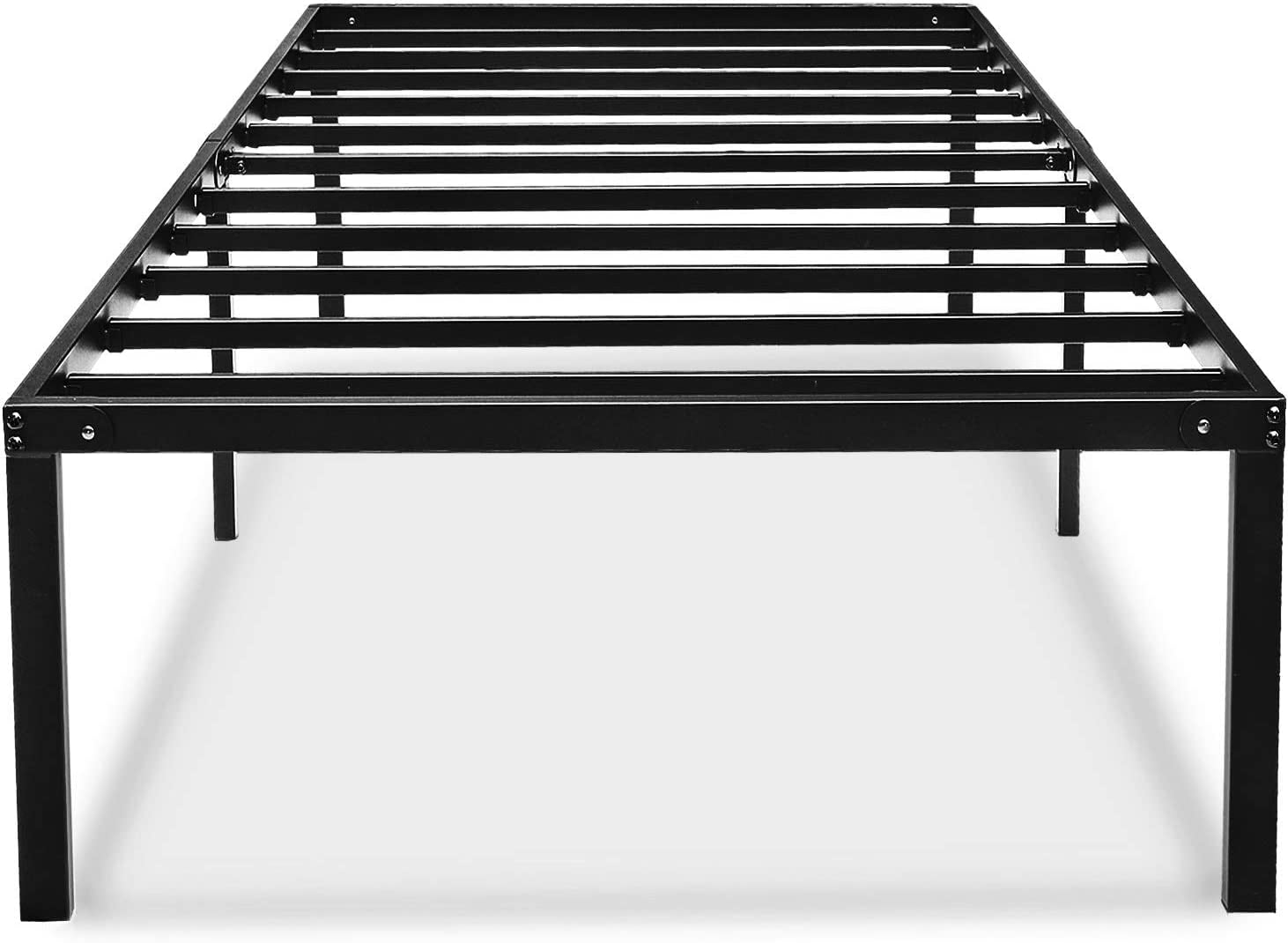 FOYUEE Twin Platform Bed Frame 18" Tall, No Box Spring Needed with Storage for Kids Girls Boys, Black Metal