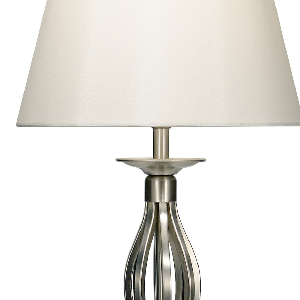 Britalia BRBYB4046 Satin Chrome Open Metalwork Table Lamp with Cream Shade