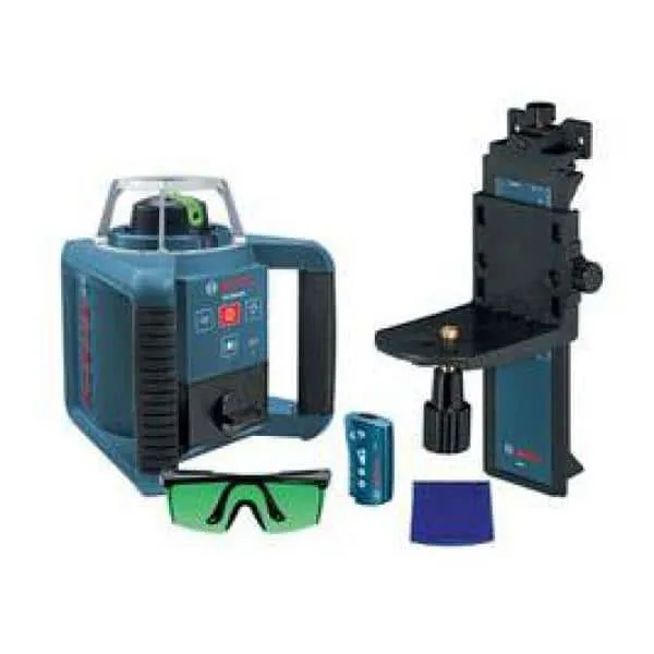Bosch 1000 ft. Horizontal/Vertical Rotary Laser Level Self Leveling Complete Kit with Bright Green Beams & Hard Carrying Case GRL300HVG