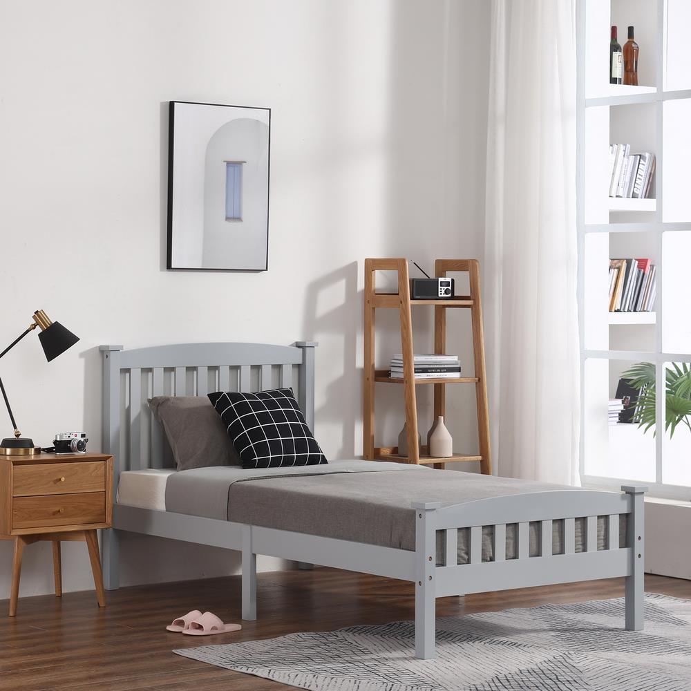 Winado Twin Bed Solid Pine Wooden Bed Wood Slats Suitable for Boys Girls Kids Bedroom Wooden Bed Frame Easy to Assemble Single Bed