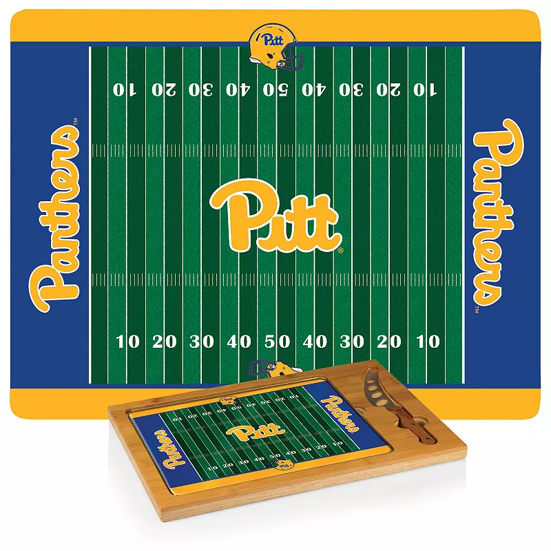 Picnic Time Pitt Panthers Icon Glass Top Cutting Board and Knife Set