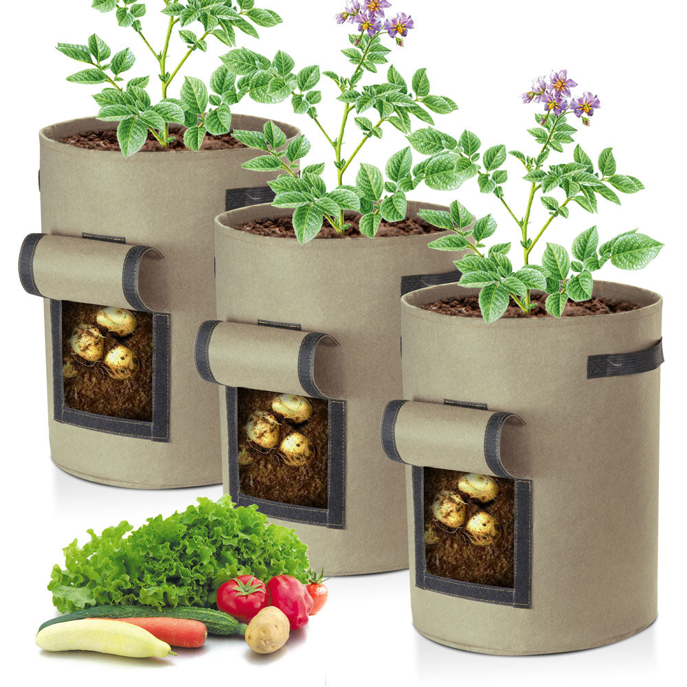Yescom Pack of 3 10 Gallon Potato Grow Bags Fabric Pots w/ Handles
