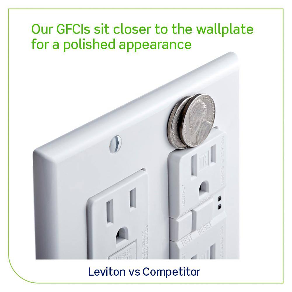 Leviton 15 Amp 125-Volt Self-Test Tamper Resistant/Weather Resistant GFCI Duplex Outlet， White (3-Pack) M02-GFWT1-03W