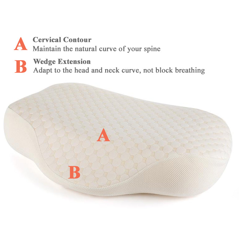 Tektrum Ergonomic Cervical Memory Foam Pillow, Contour Pillow for Neck and Shoulder Pain, Orthopedic Sleeping Pillow, Hypoallergenic Pillowcase for Side/Back/Stomach Sleepers - Queen Size (TD-P-053)