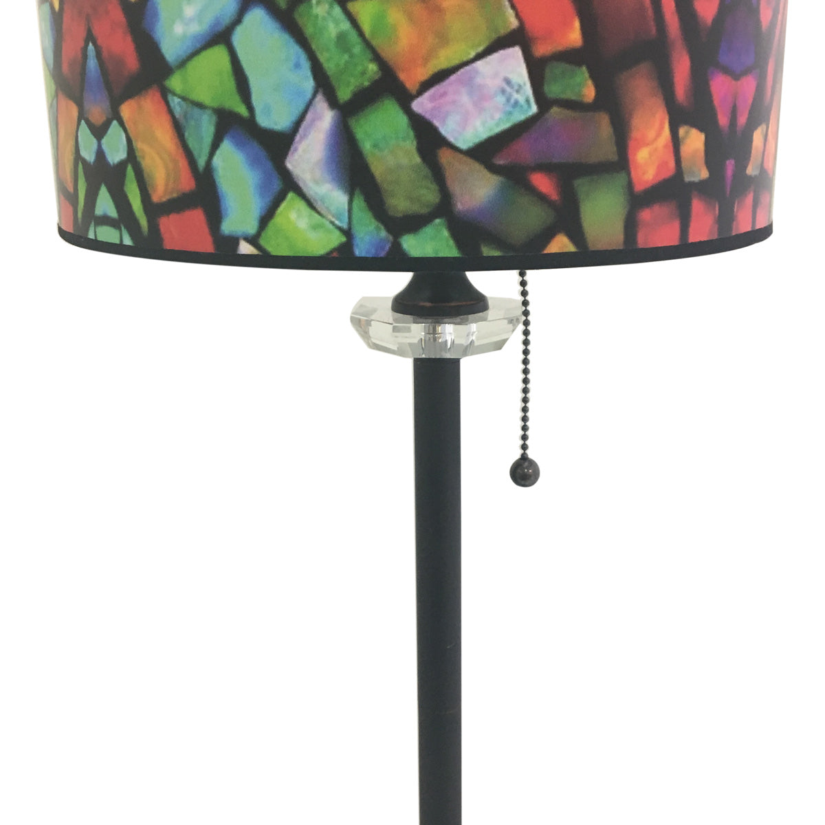 Royal Designs 28" Crystal and Oil Rub Bronze Buffet Lamp with Mosaic Stained Glass Design Hardback Lamp Shade, Set of 2