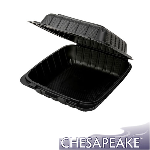 Chesapeake CHPP881B 8 x 8 x 3 Black Mineral-Filled 1 Compartment Hinged Lid Takeout Container | 200