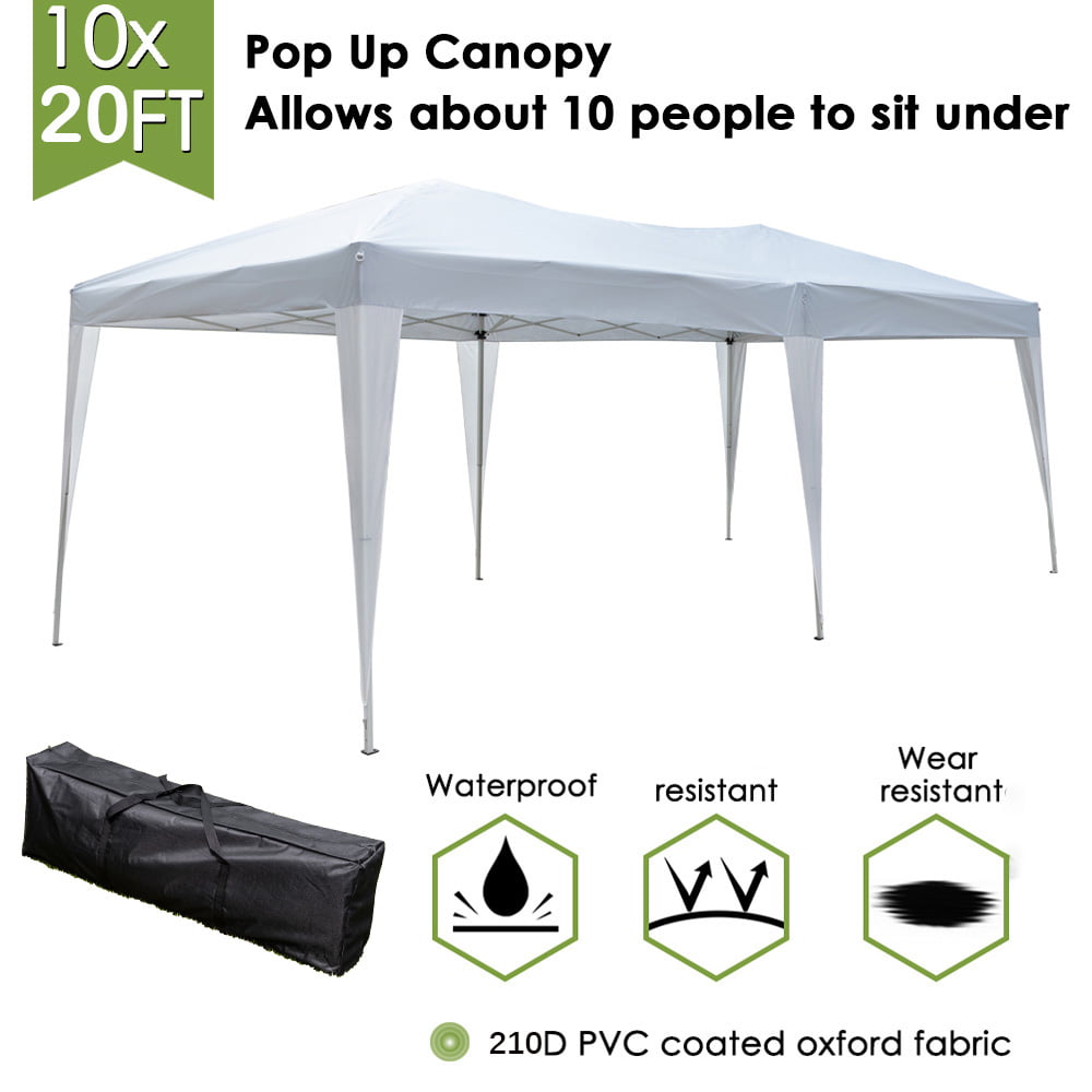 Zimtown 10'x20' Ez Pop up Folding Gazebo Backyard Canopy White No Side