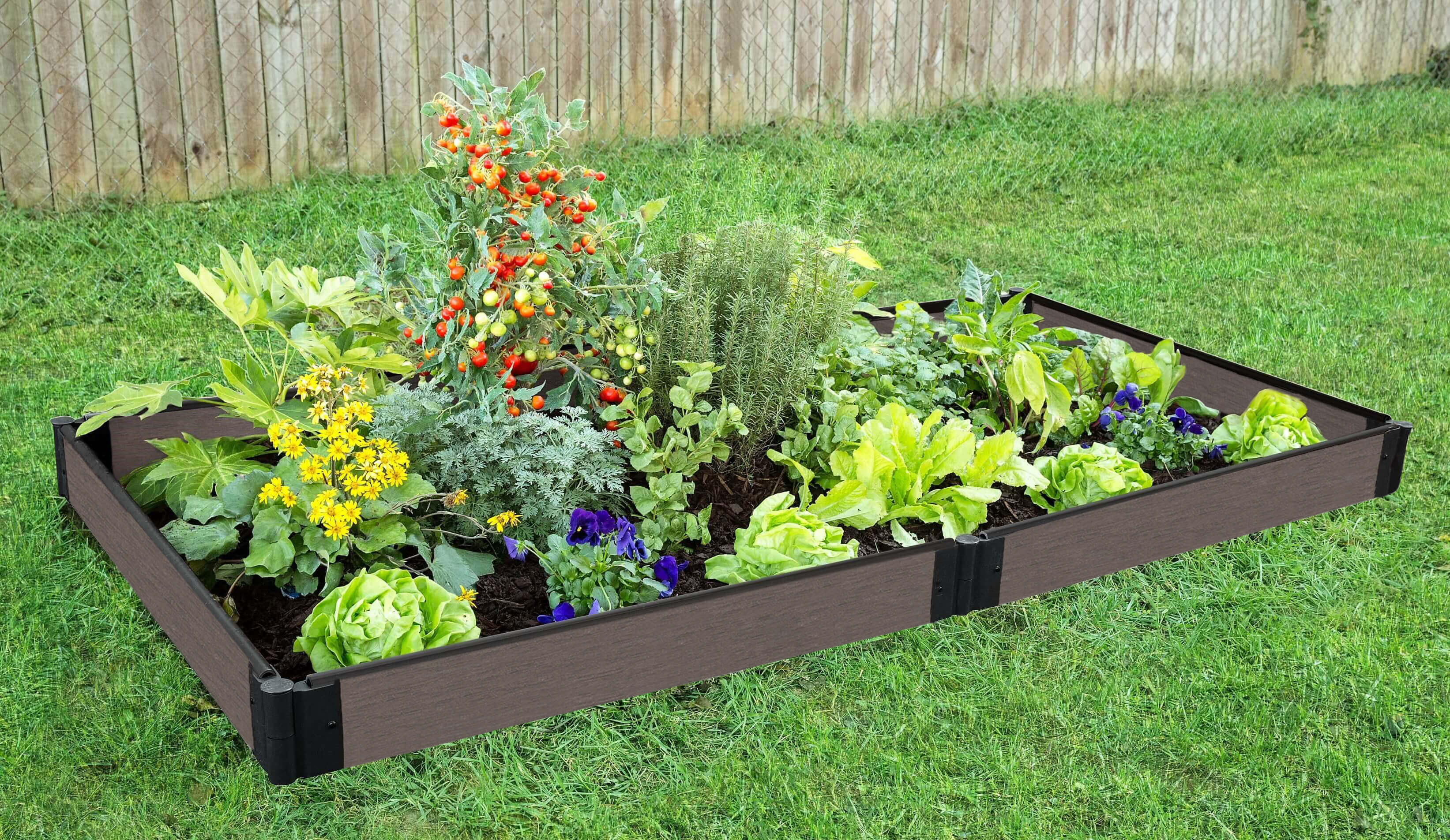 Frame It All Tool-Free Weathered Wood Raised Garden Bed 4' x 8' x 5.5" - 1" profile