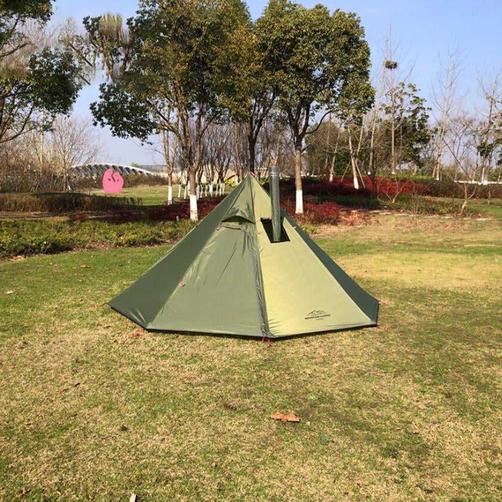 Lightweight Hot Tent Tent with Flue Pipe Window with Fireproof Flue Pipe Window Teepee Tents for Hiking Bushcraft Backpacking Outdoor