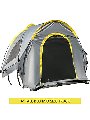VEVOR Truck Tent 6in Tall Bed Truck Bed Tent， Pickup Tent for Mid Size Truck， Waterproof Truck Camper， 2-Person Sleeping Capacity， 2 Mesh Windows， Easy to Setup Truck Tents for Camping， Hiking