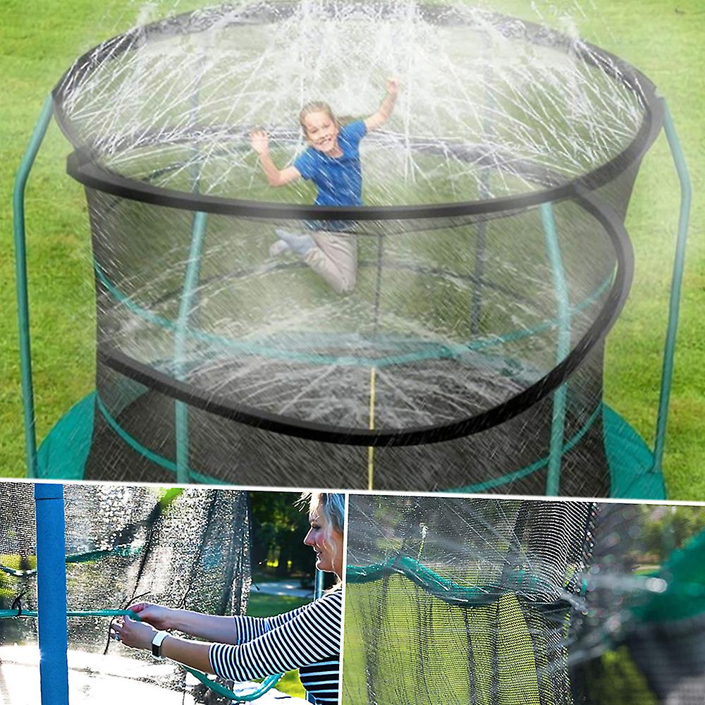 12 Meters Trampline Sprinkler - Heavy Duty Hose Kids Fun Summer Outdoor Water Game Sprinkler Outdoor Yard Summer Games Waterpark Toys Blue