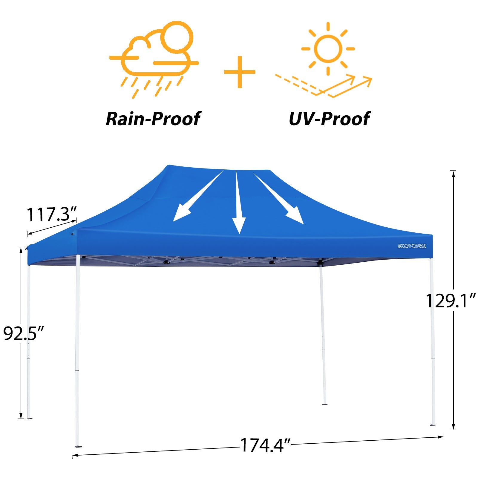 10 x 15 Pop up Canopy with Wheeled Roller Bag, Folding Instant Patio Canopy,Anti-UV Canopy Tent（Blue)