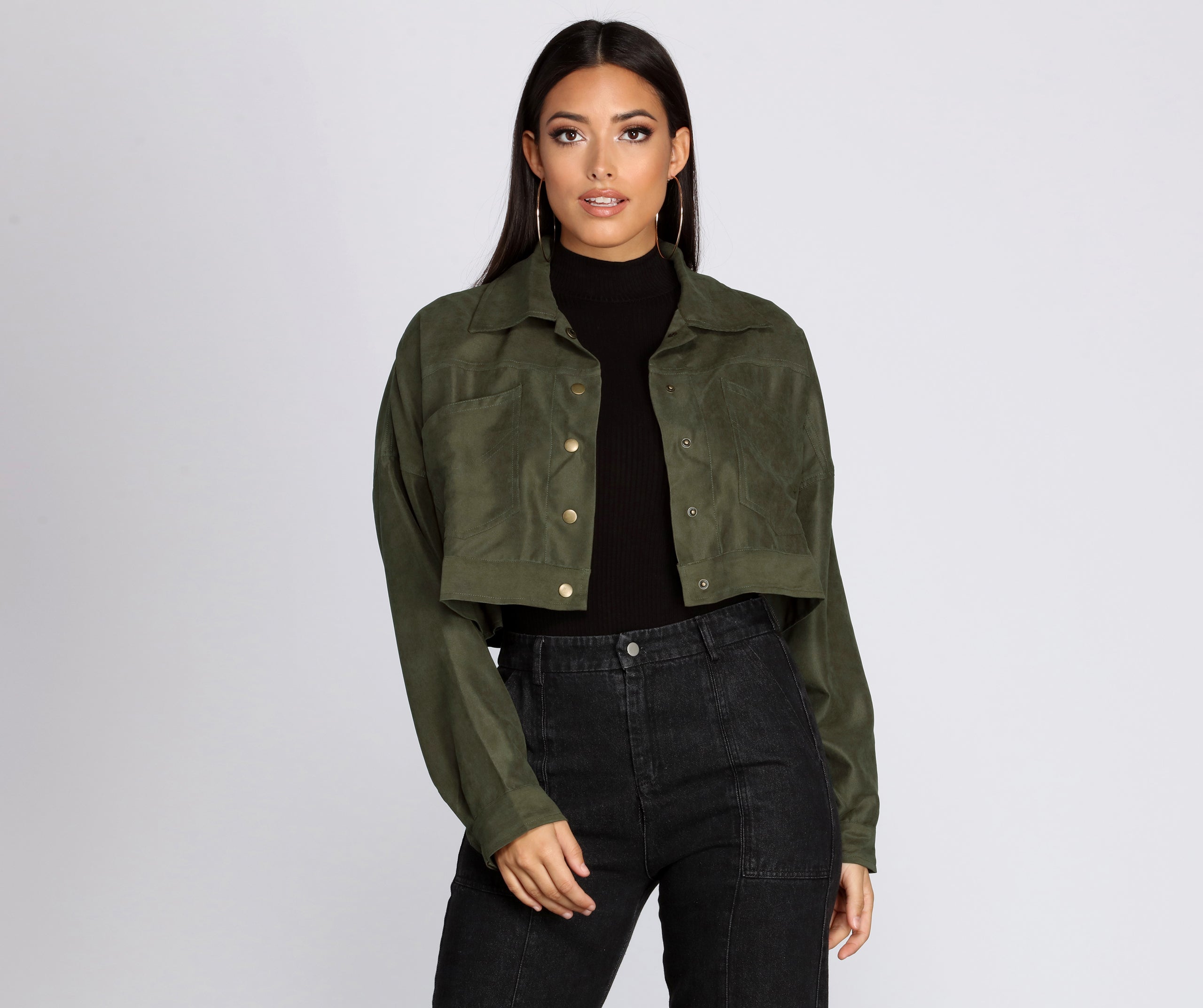 Cropped And Collared Lightweight Jacket