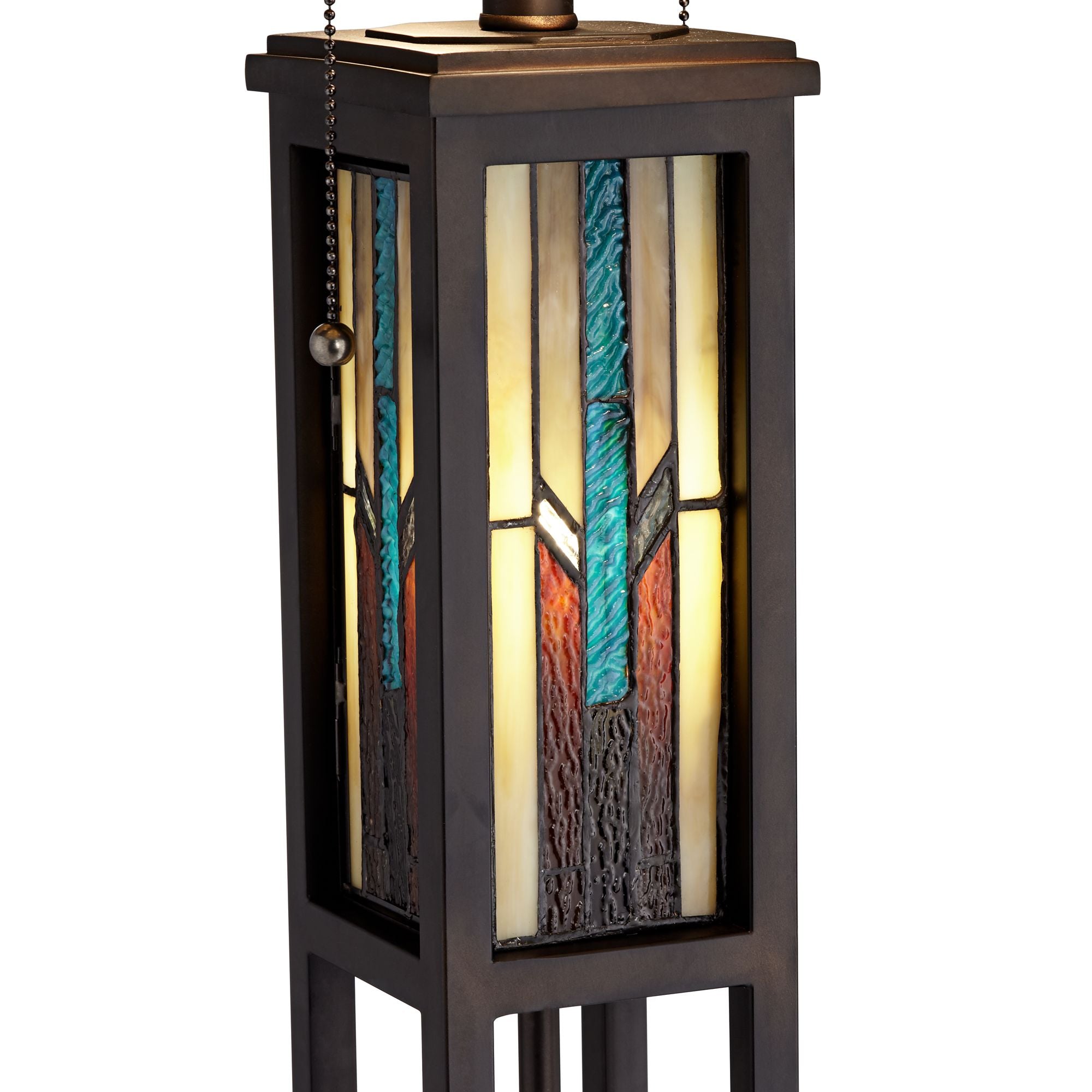 Robert Louis  Mission Floor Lamp with Nightlight LED 59.5" Tall Bronze Stained Art Glass Shade for Living Room Reading Bedroom Office