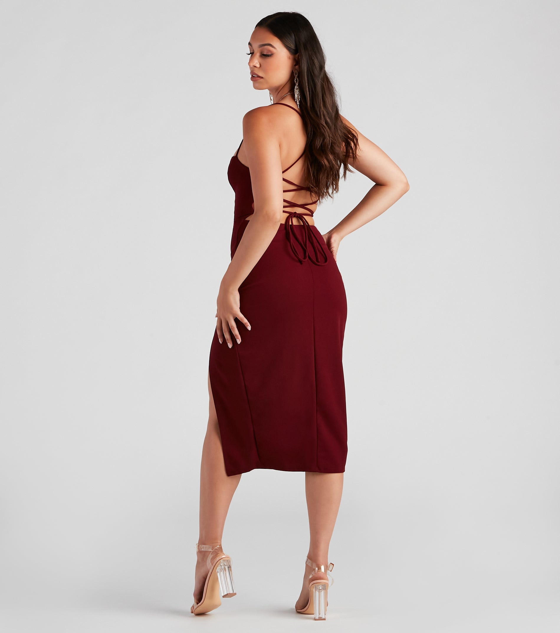 Henley Formal Lace-Up Midi Dress