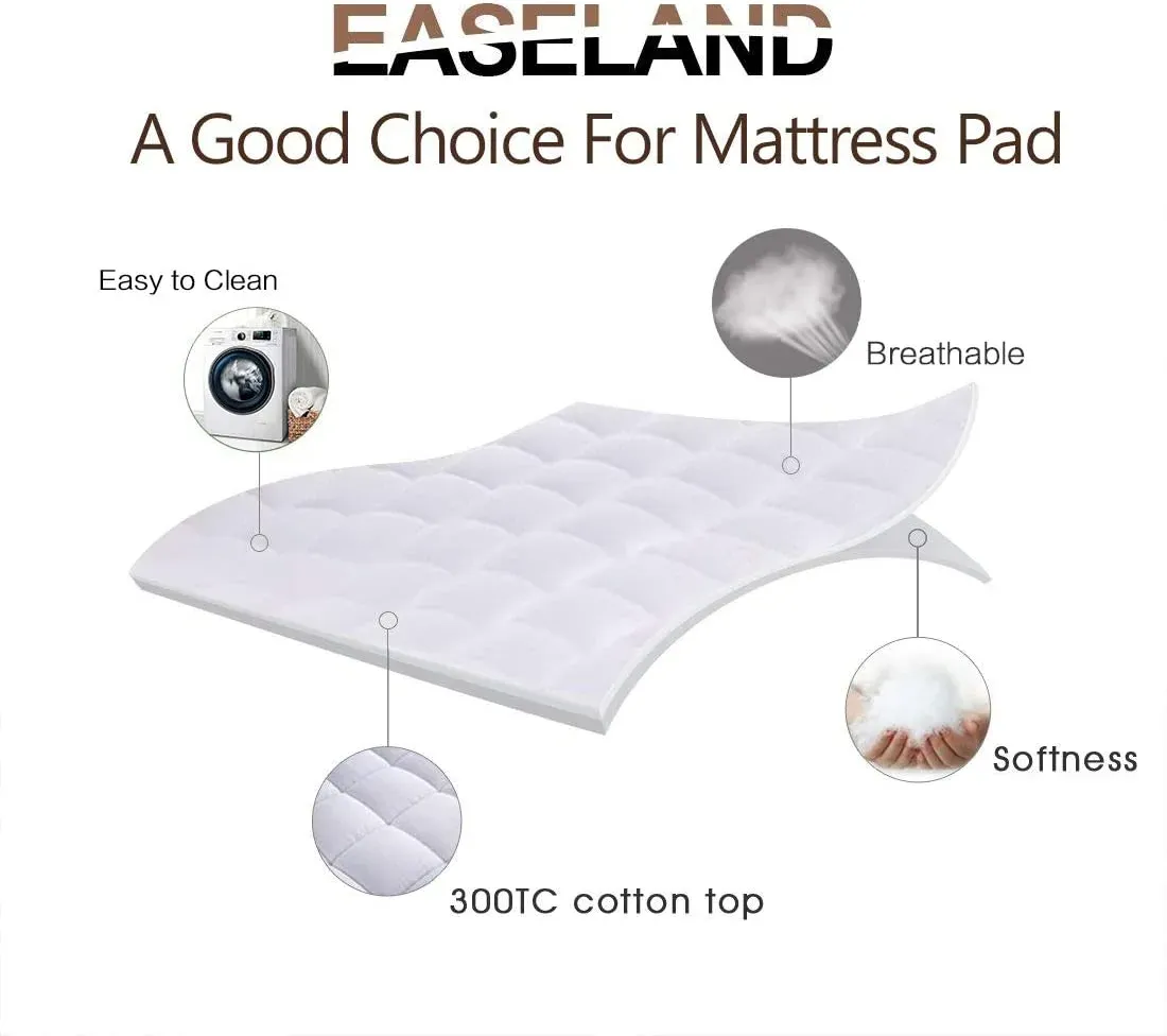 Queen Size Mattress Pad Pillow Top Mattress Cover Quilted