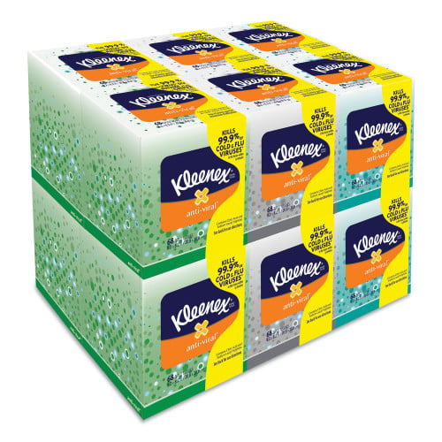 Kleenex Boutique Anti-Viral Tissue， 3-Ply， White， Pop-Up Box， 60/Box， 3 Boxes/Pack (21286)