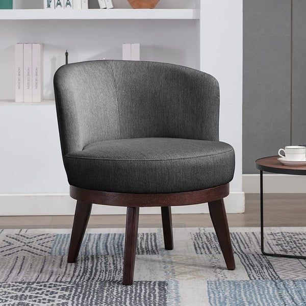 360-Degree Swivel Chair Armchair， Round Accent Barrel Chair in Wool Linen Fabric， Modern Leisure Arm Chair