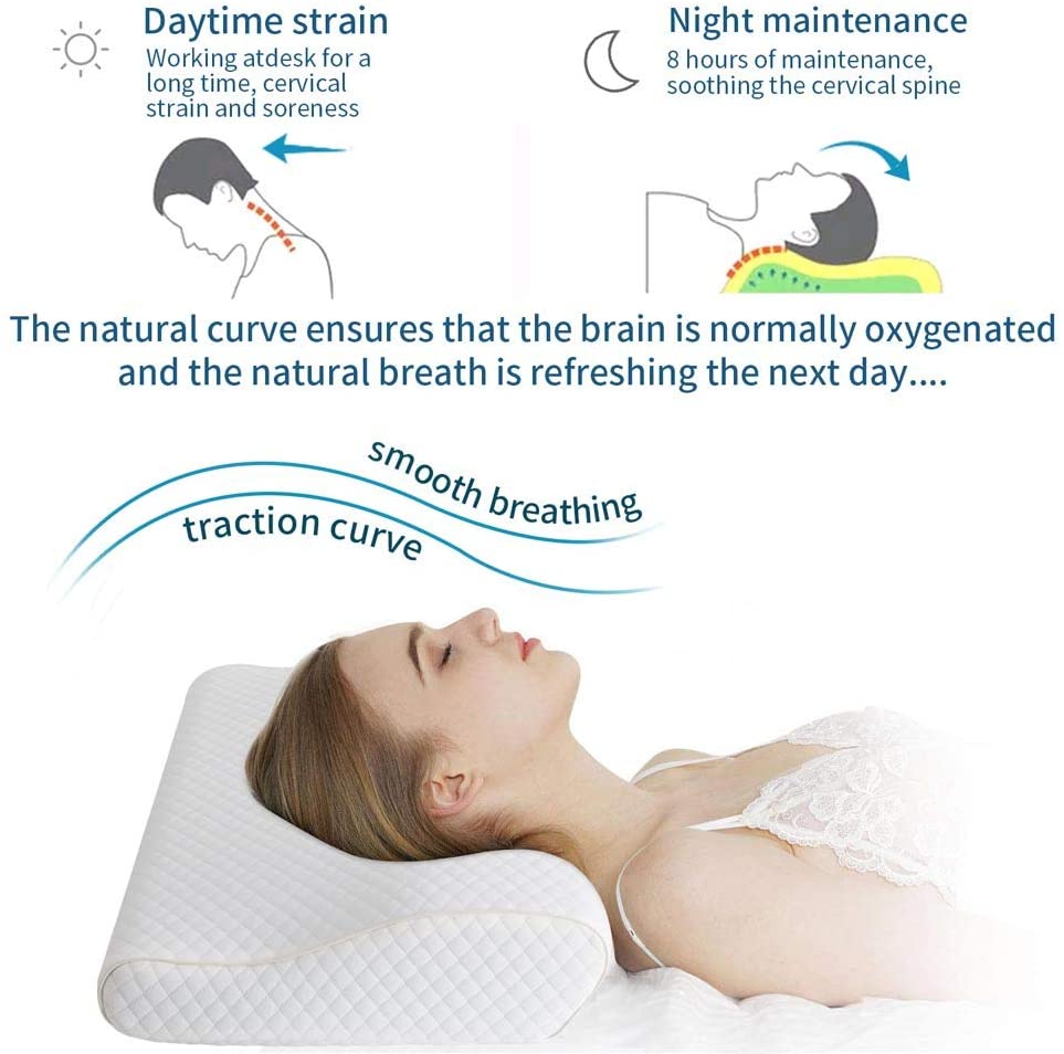 Firm Cervical Memory Foam Orthopedic Bed Pillow Queen Size by Homentality
