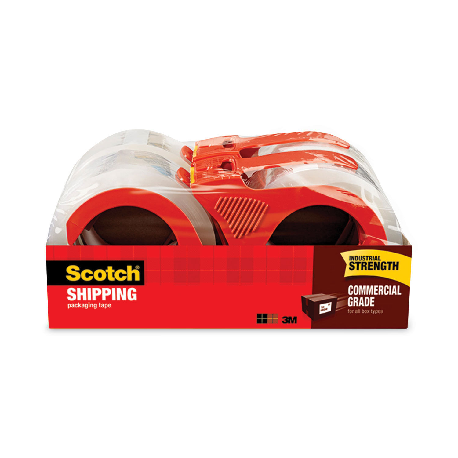 3750 Commercial Grade Packaging Tape with Dispenser by Scotchandreg; MMM37504RD