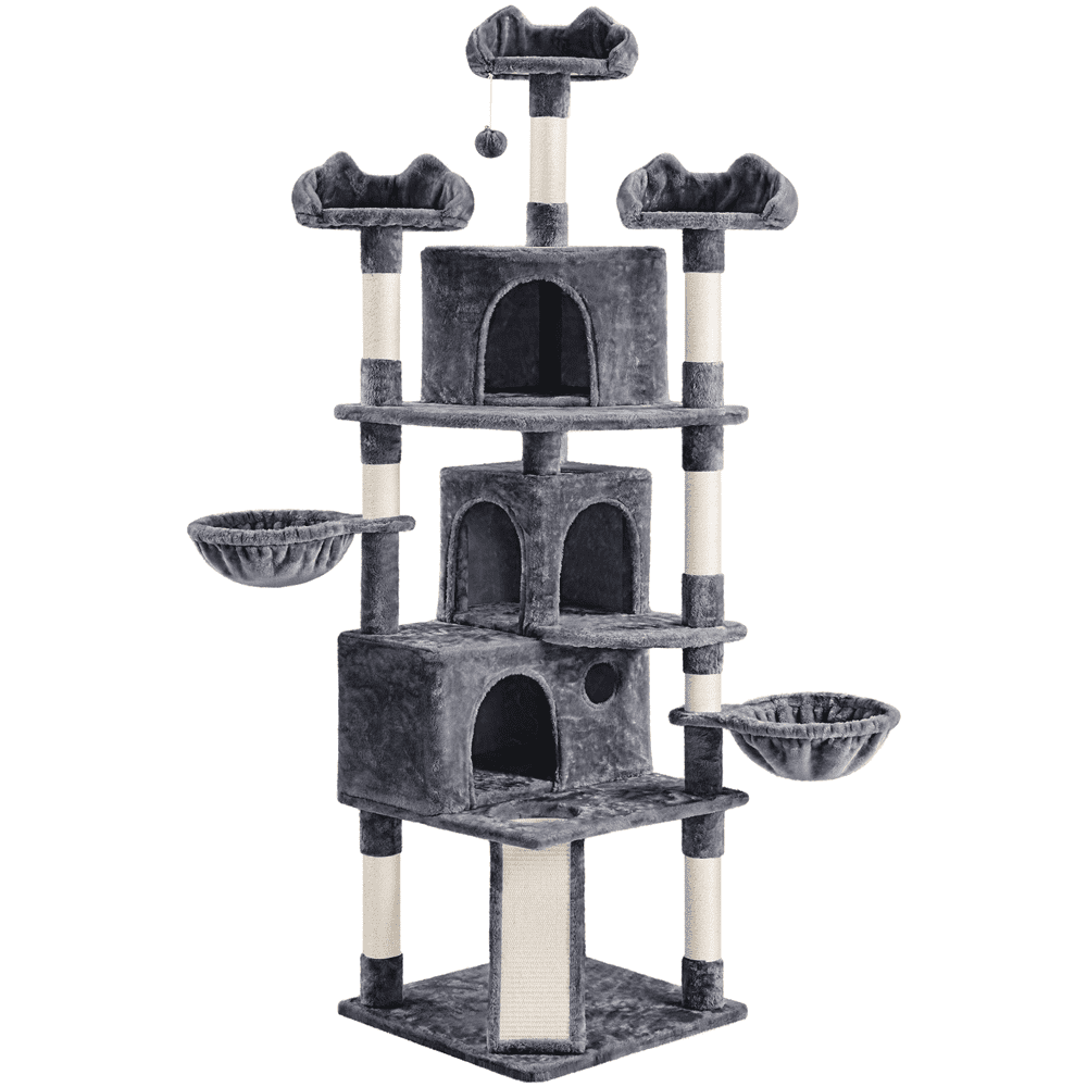 Yaheetech 76.5-inch Cat Tree Cat Tower with Condos， Dark Gray
