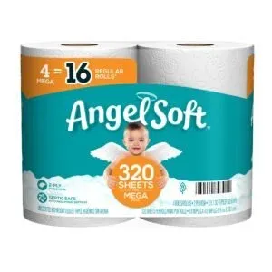 Angel Soft Toilet Paper, 48 Mega Rolls = 192 Regular Rolls, 2-Ply Bath Tissue