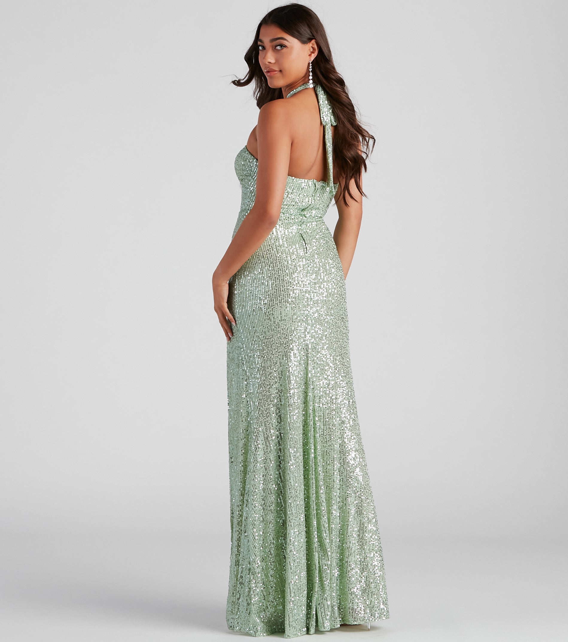 Kasey Formal Sequin Halter Dress