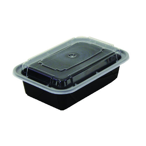 Pactiv Rectangular Microwavable Container with Lid | 28 OZ， Black | PACNC868B