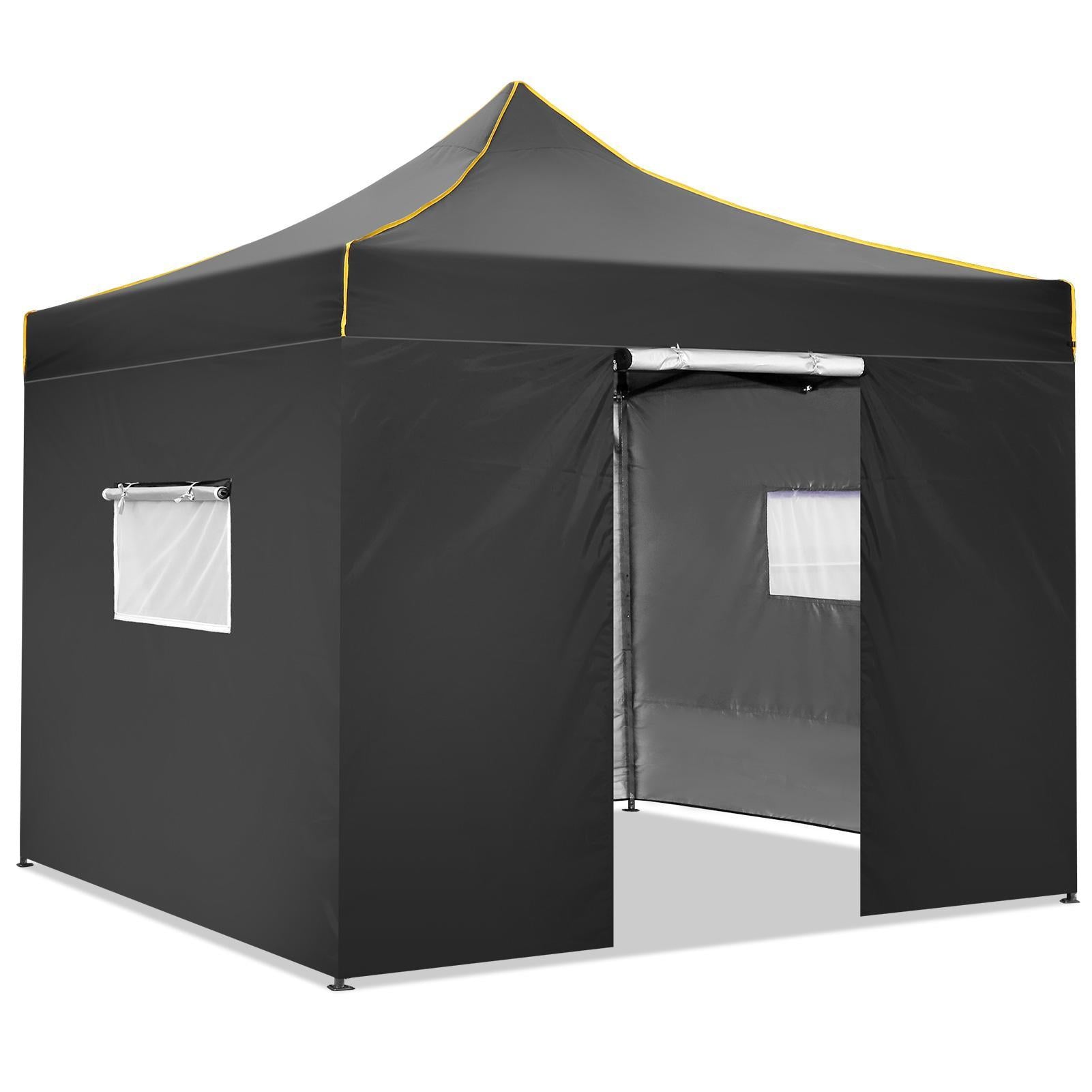 Likein 10x10Ft Pop Up Canopy Tent, Outdoor Camping Canopy with 4 Removable Sidewalls, Festival Tailgate Event Craft Show Instant Shelter with Carry Bag - Warehouse Clearance Black