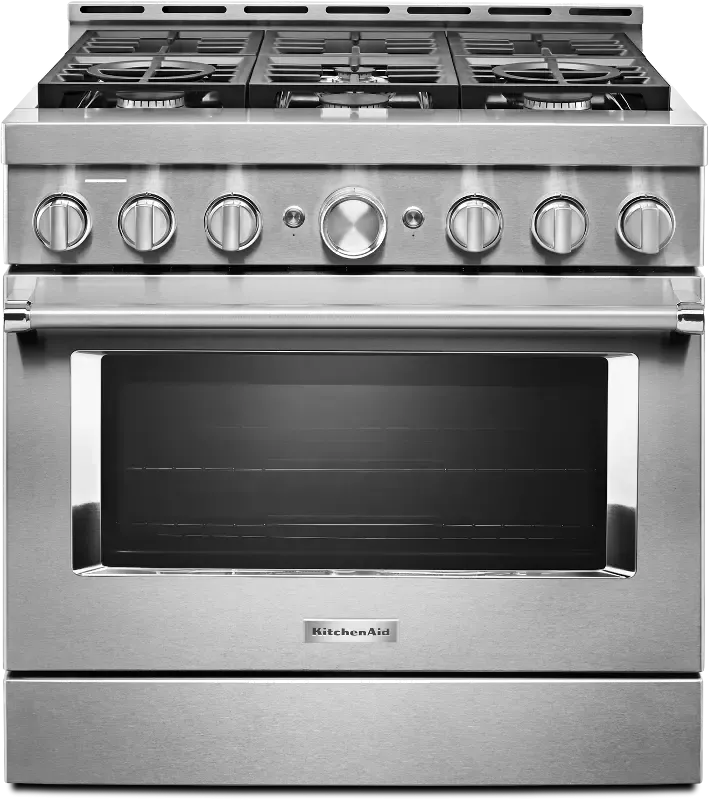 KitchenAid 5.1 cu ft Commercial Style Gas Range - 36 Inch Stainless Steel