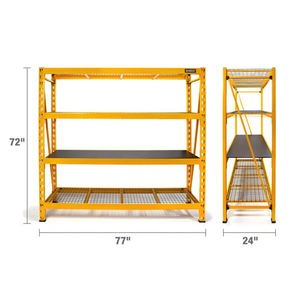 DEWALT Yellow 4-Tier Steel Garage Storage Shelving Unit (77 in. W x 72 in. H x 24 in. D) DXST10000