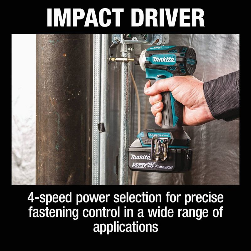 Makita 2-Tool Hammer Drill Driveramp 4-Speed Impact Driver Cordless Tool Combo Kit