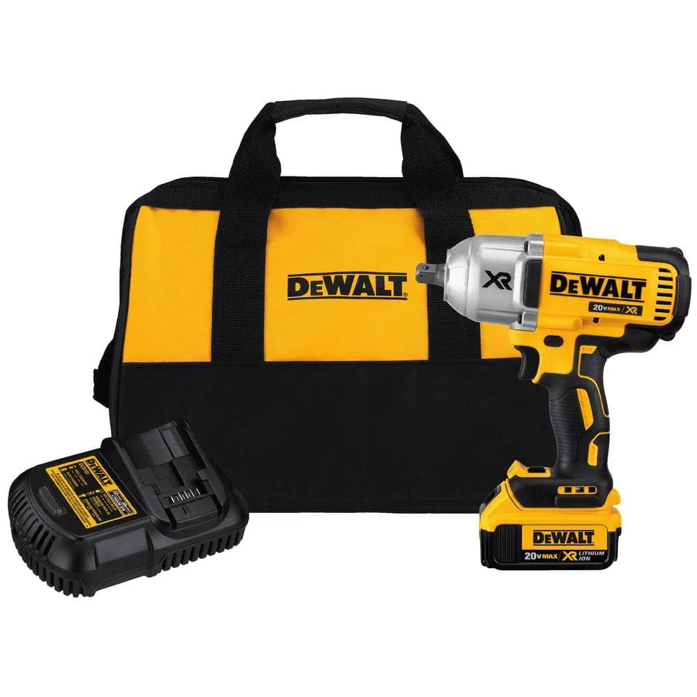 DEWALT 20V MAX XR Cordless Brushless 1/2 in. High Torque Impact Wrench with Detent Pin Anvil and (1) 20V 4.0Ah Battery DCF899M1