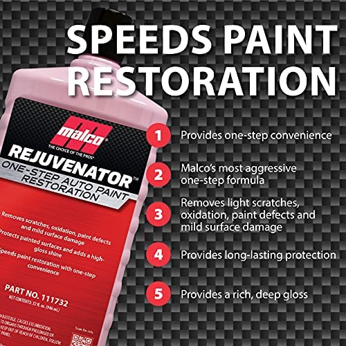 Malco Paint Rejuvenator - One Step Automotive Paint Restoration， Car Polishe， 32 Fl Oz (111732)
